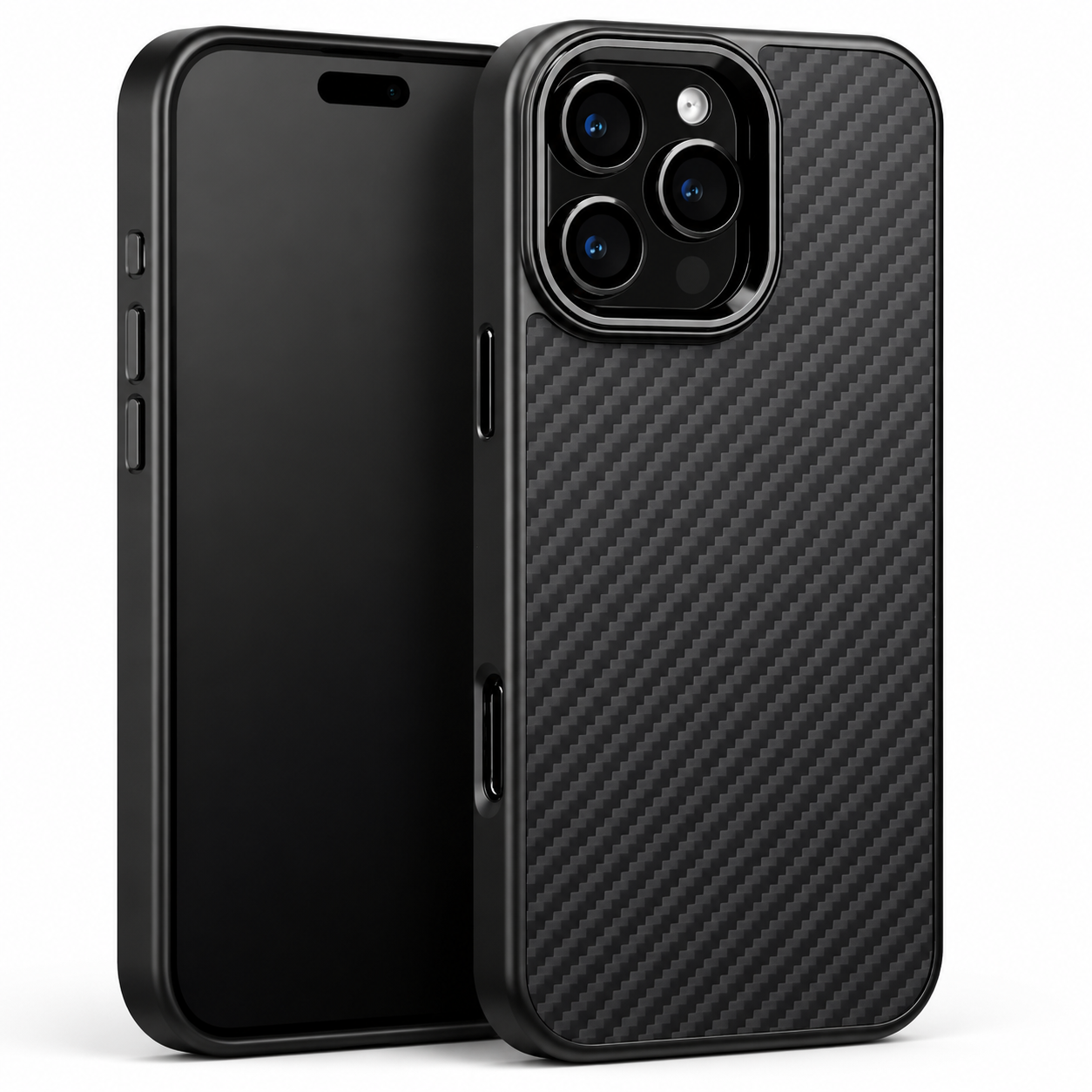 Premium iPhone Case Metal Frame Carbon Fiber Aramid Armor Cover Shockproof Full Coverage Wireless Charging Compatible Protective Design