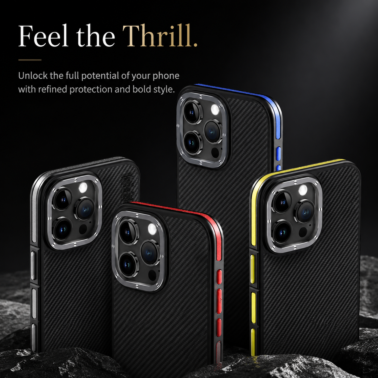 Premium iPhone Case 600D Kevlar Series Magnetic Cover with Metal Camera Ring Half Wrapped Dual Layer Carbon Fiber Protective Design