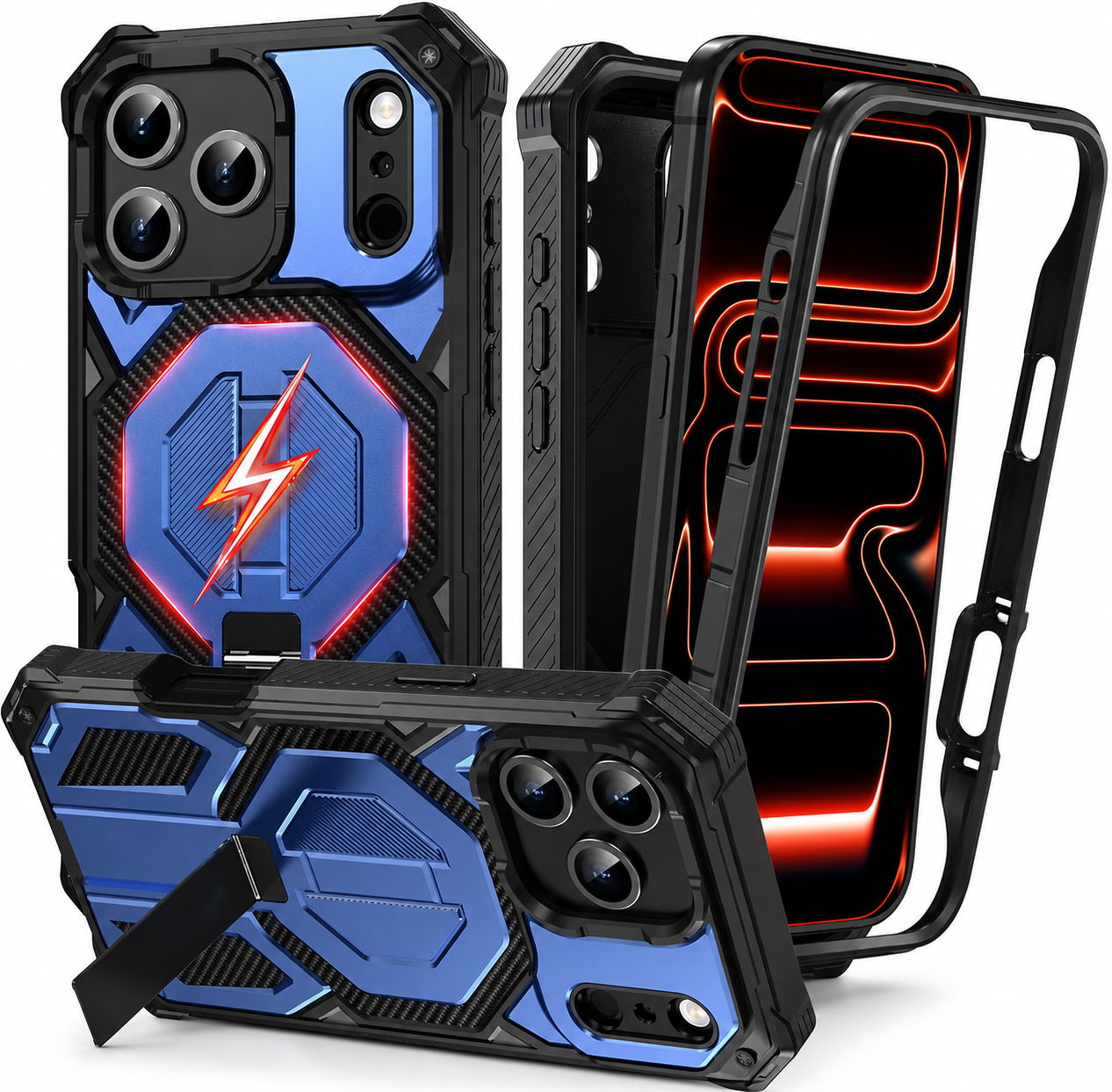 Premium iPhone Case Magnetic Military Grade Cover Shockproof Heavy Duty Protective Ring Stand Full Coverage Case