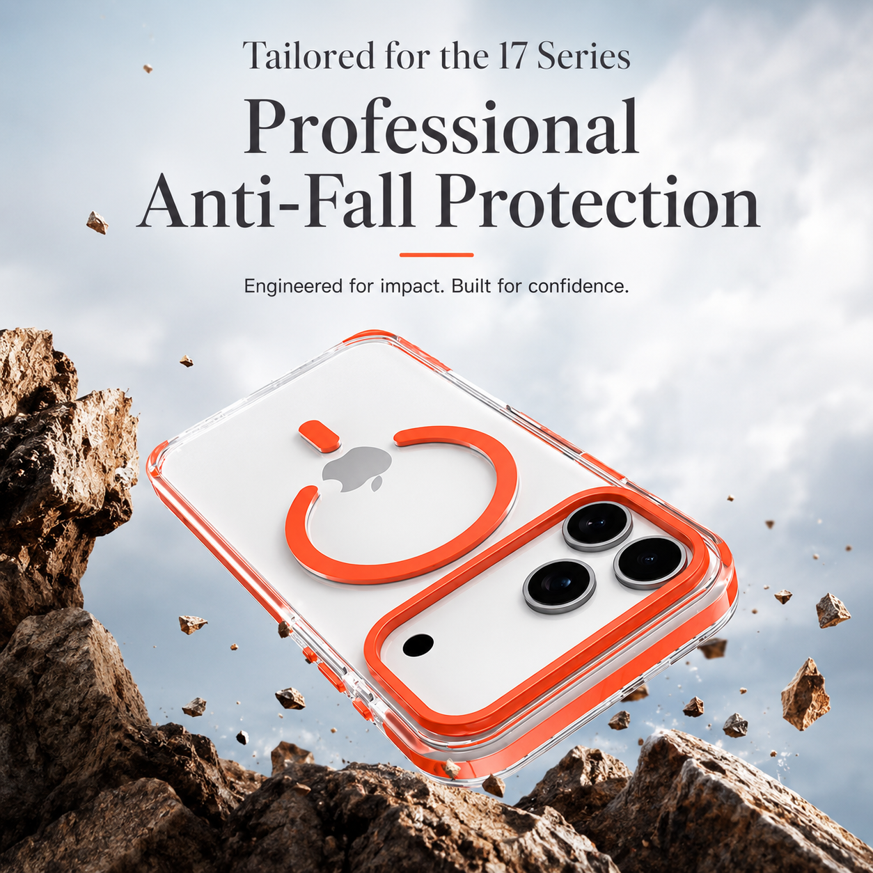 Premium iPhone Case Magnetic Clear Cover MagSafe Compatible Wireless Charging Striped Border Shockproof Slim Full Coverage