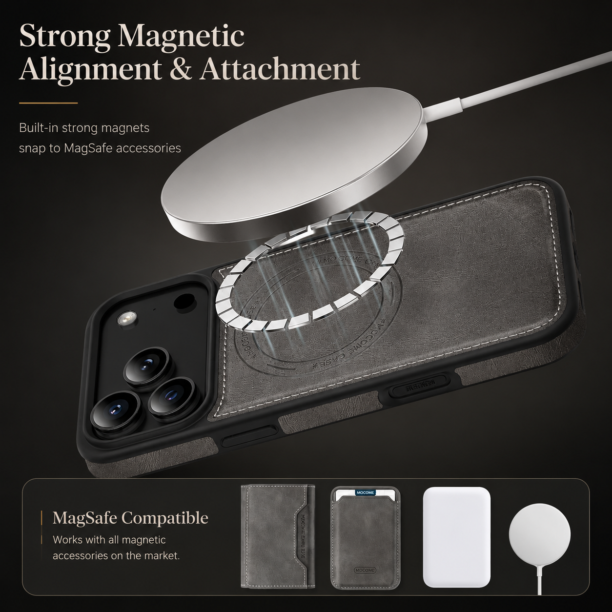 Premium iPhone Case Magnetic PU Leather Wallet Cover Card Holder MagSafe Shockproof Secure Storage Protection