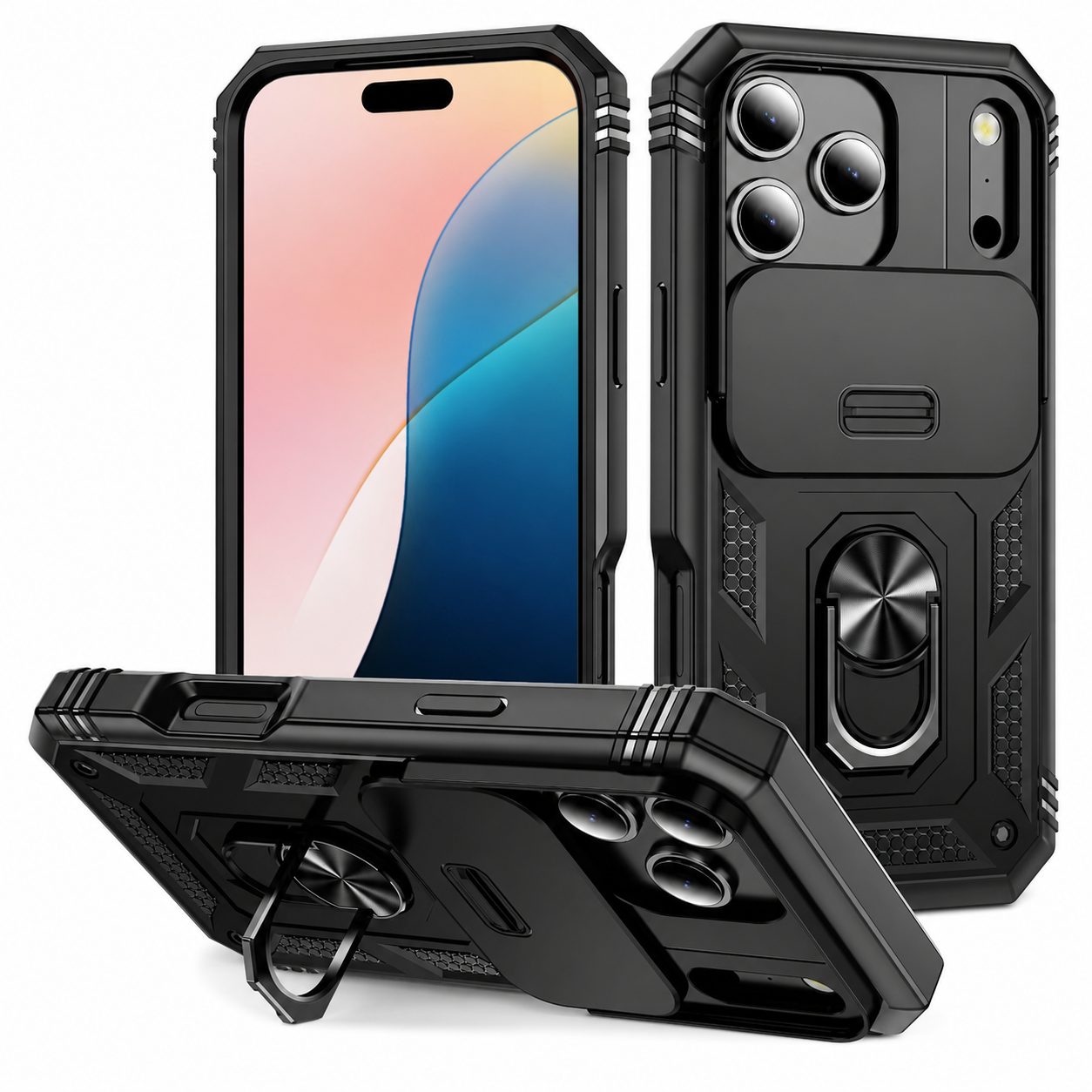 Premium iPhone Case MagSafe Compatible Slide Camera Cover Kickstand Shockproof Protection