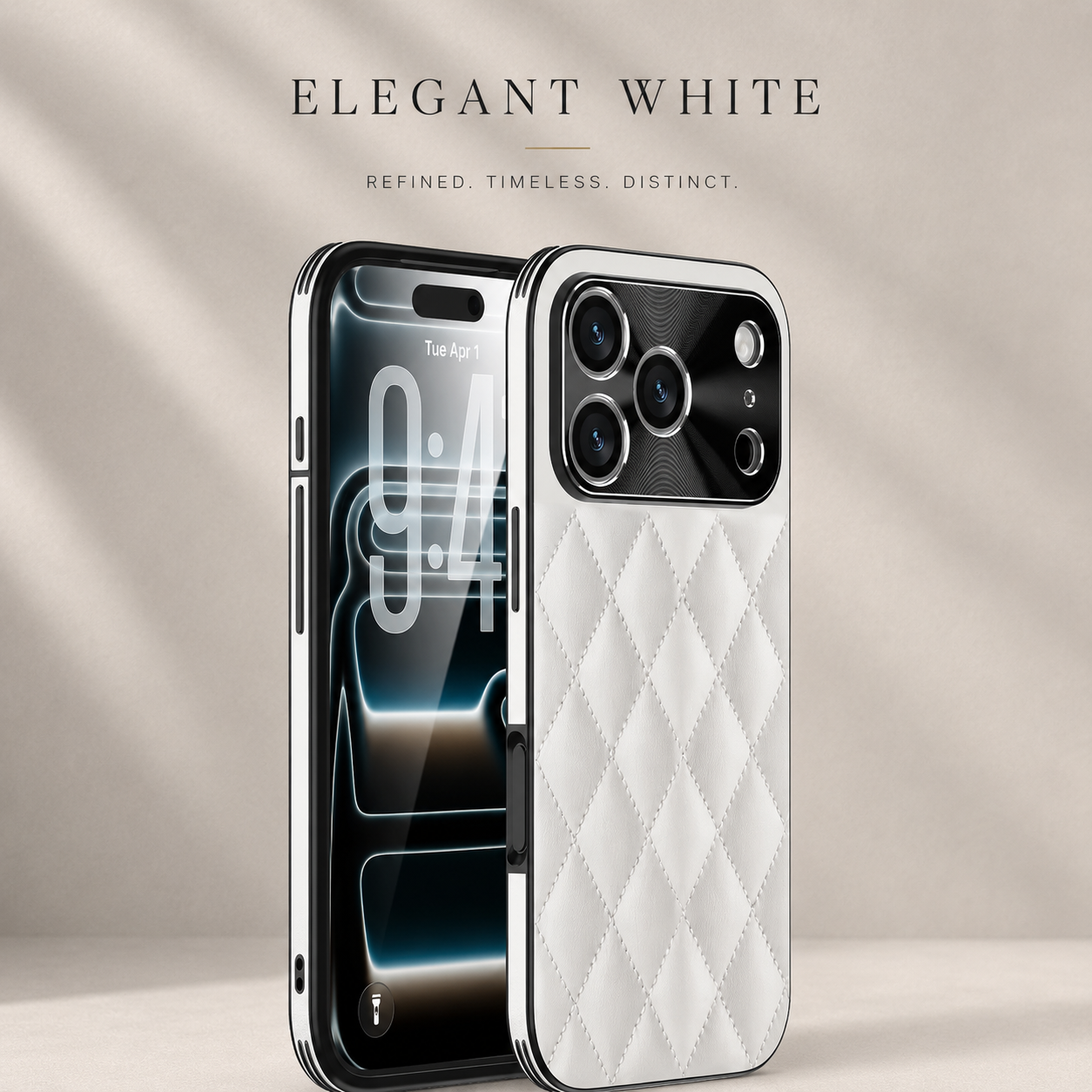 Premium iPhone Case Argyle Pattern Leather Cover Shockproof Lens Protection Elegant Protective Case
