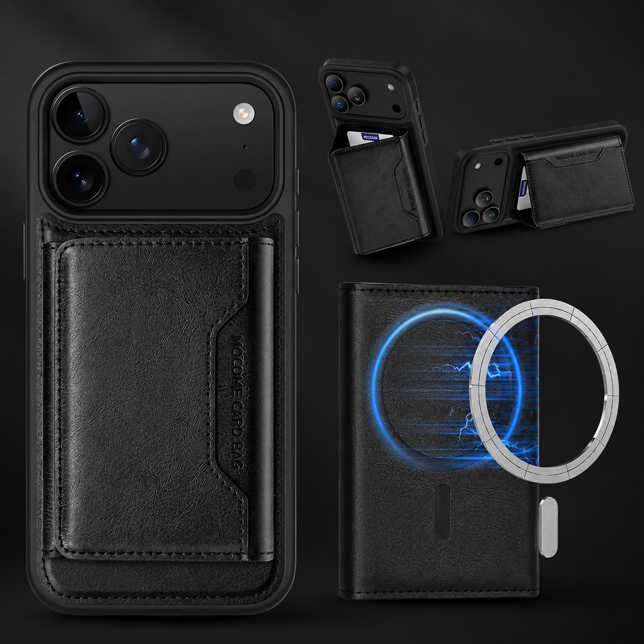Premium iPhone Case Magnetic PU Leather Wallet Cover Card Holder MagSafe Shockproof Secure Storage Protection
