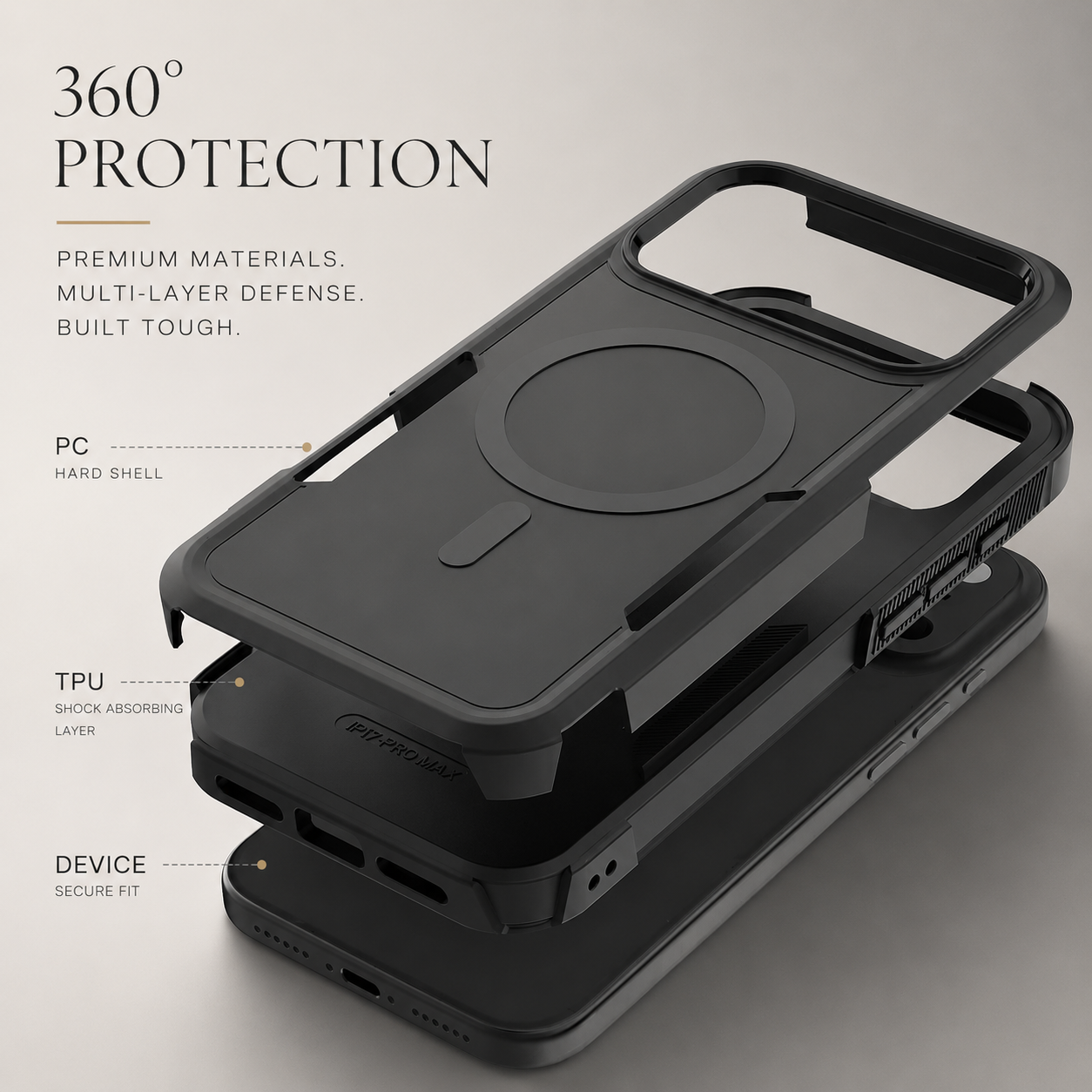 Premium iPhone Case MagSafe Compatible Heavy Armor Matte Cover Shockproof Protection