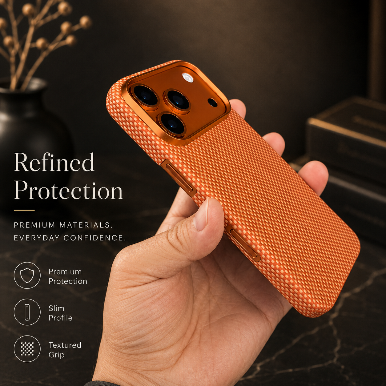 Premium iPhone Case Magnetic Carbon Aramid Fiber Cover Kevlar Shockproof Full Body Protective Design