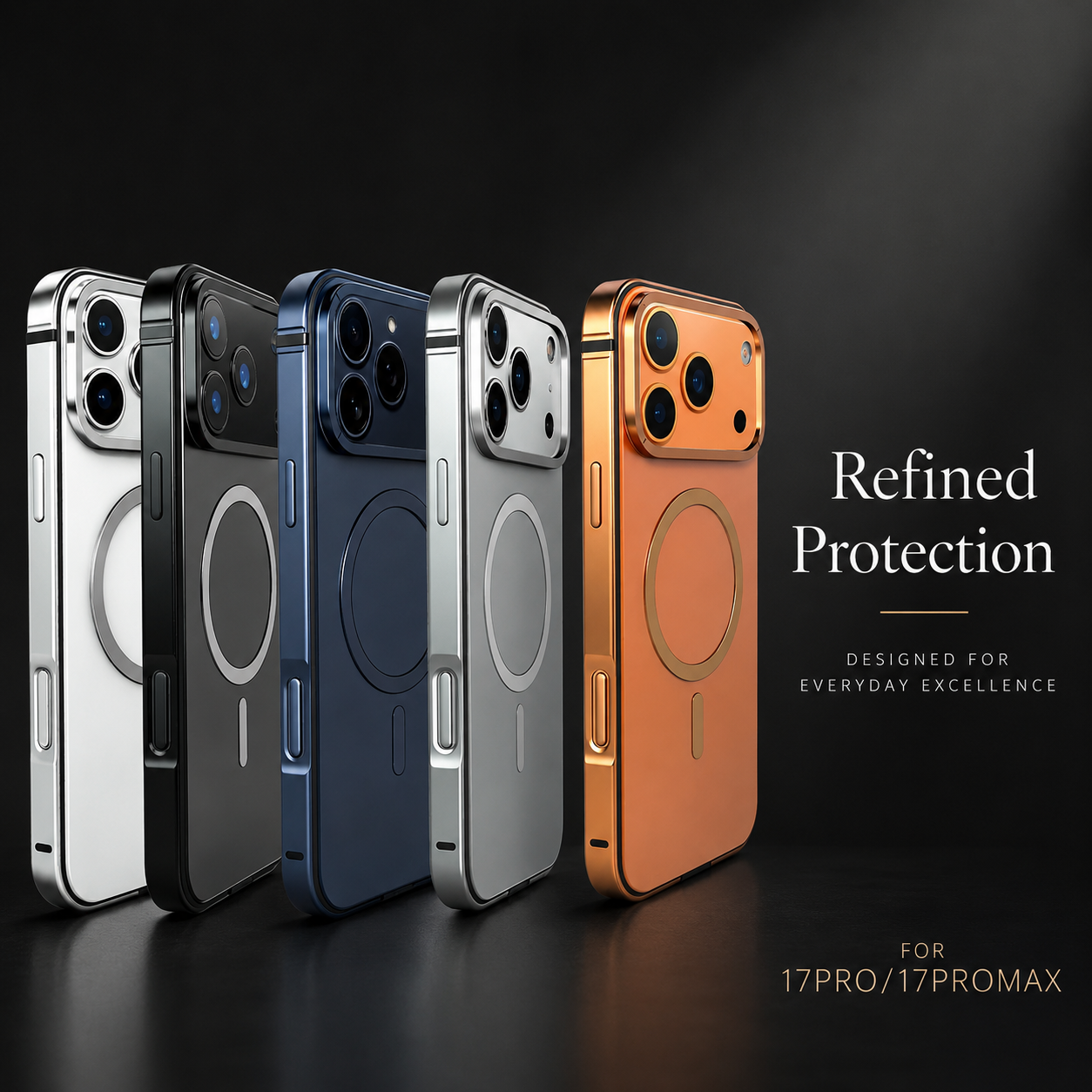 Premium iPhone Case MagSafe Compatible Orange Aluminum Metal Cover Shockproof Matte Protection
