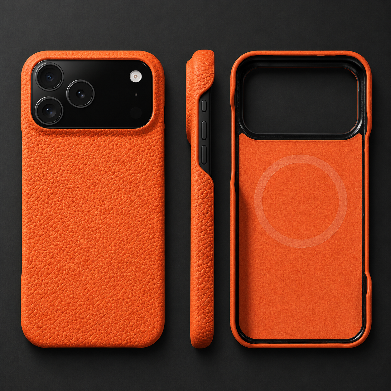 Premium iPhone Case MagSafe Compatible Natural Cowhide Leather Magnetic Protective Cover Shockproof Luxury Slim Full Coverage Case