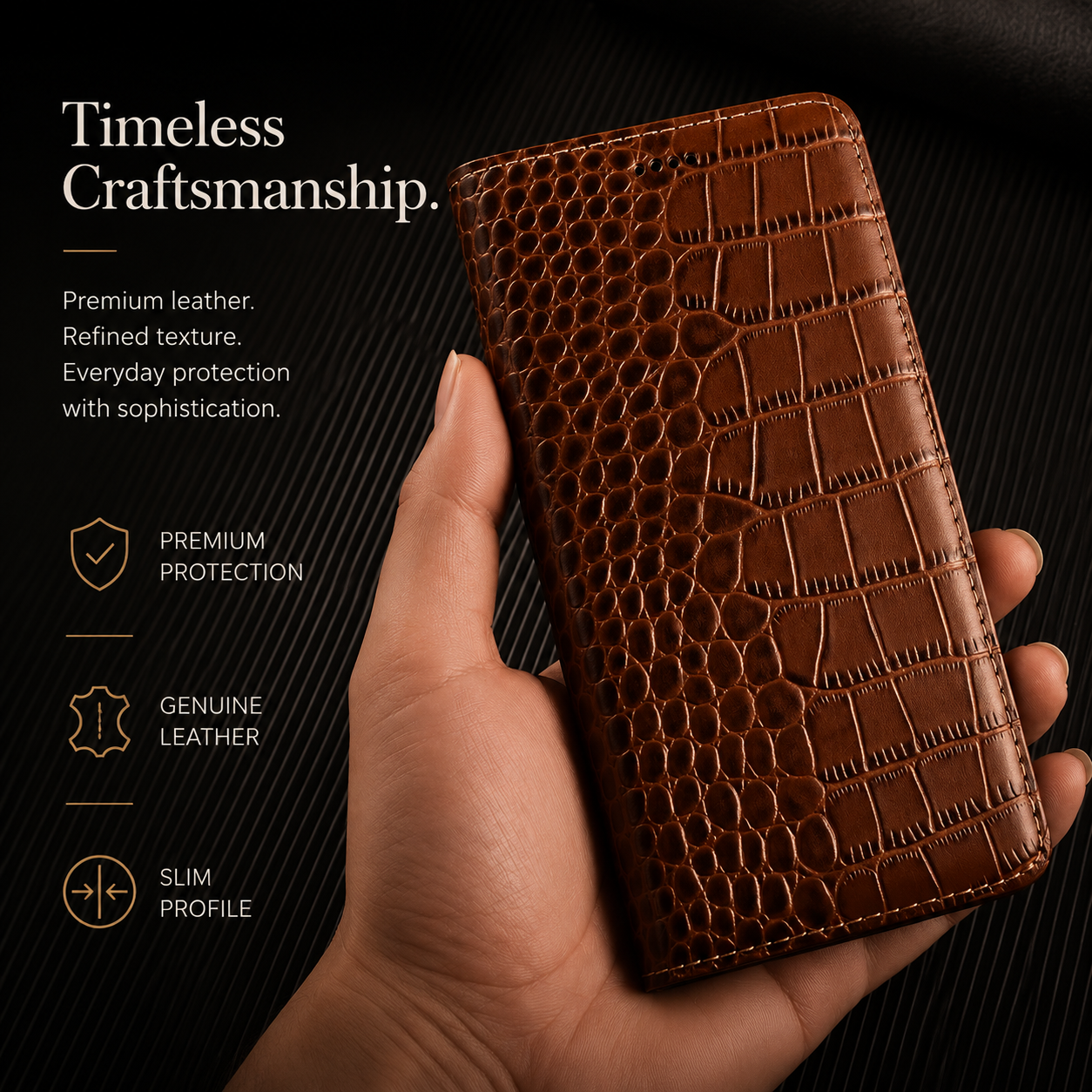 Premium iPhone Case Business Flip Wallet Genuine Leather Cover with Kickstand Magnetic Full Protection Anti Scratch Non Slip Design