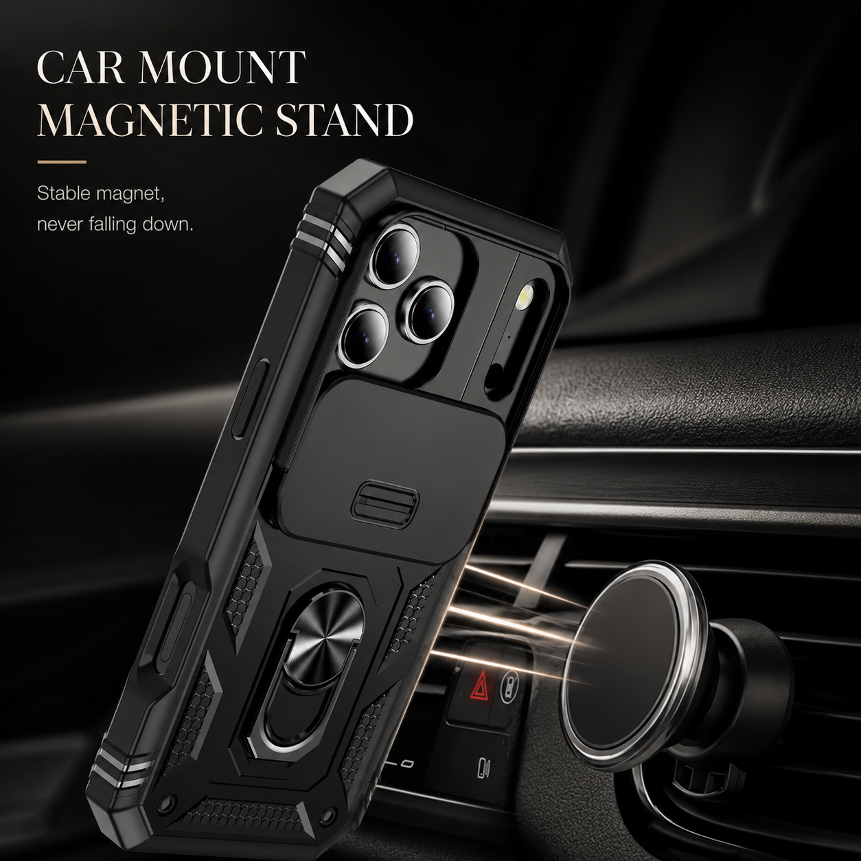 Premium iPhone Case MagSafe Compatible Slide Camera Cover Kickstand Shockproof Protection