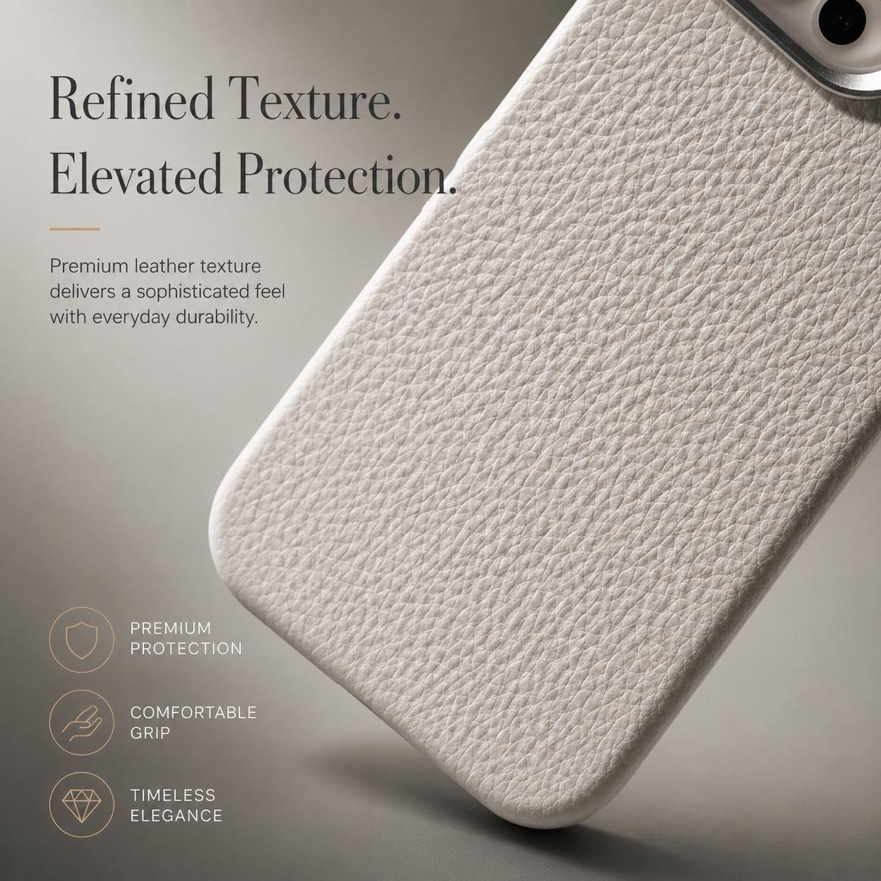 Premium iPhone Case Lychee Texture Leather Cover MagSafe Compatible Shockproof Alloy Lens Protection Case