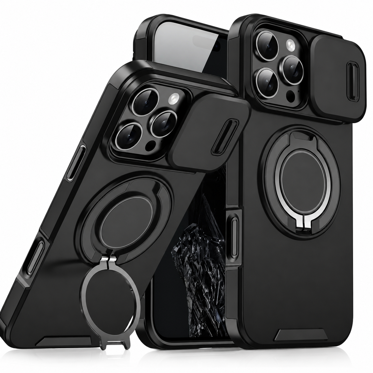 Premium iPhone Case MagSafe Compatible Rugged Armor Magnetic Stand Cover Shockproof Protection