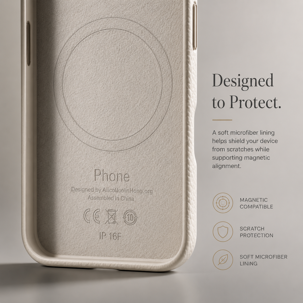Premium iPhone Case Lychee Texture Leather Cover MagSafe Compatible Shockproof Alloy Lens Protection Case