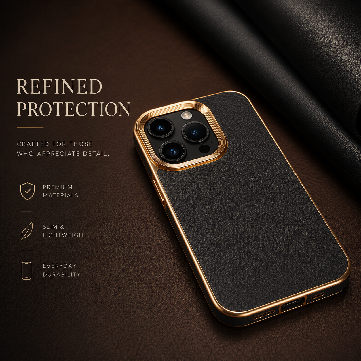 Premium iPhone Case Cowhide Electroplated Leather Cover Heat Resistant Skin Friendly Non Slip Lightweight Protective Design