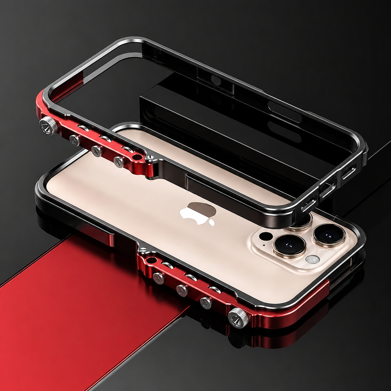 Premium iPhone Case Cyberpunk Aluminum Alloy Mechanical Bumper Shockproof Metal Frame Heavy Duty Drop Protection Design