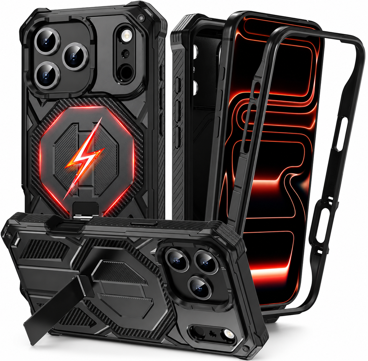 Premium iPhone Case Magnetic Military Grade Cover Shockproof Heavy Duty Protective Ring Stand Full Coverage Case
