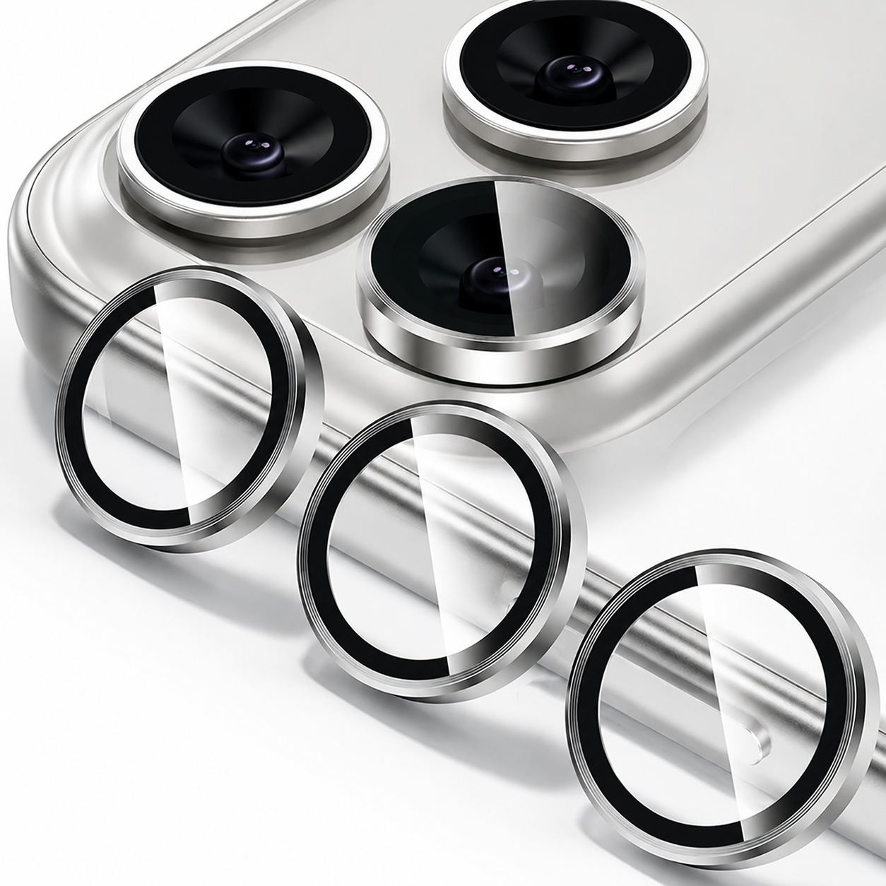 Premium iPhone Camera Lens Protector Tempered Glass Metal Ring Scratch Resistant Shockproof Anti Dust Precision Fit Protective Cover