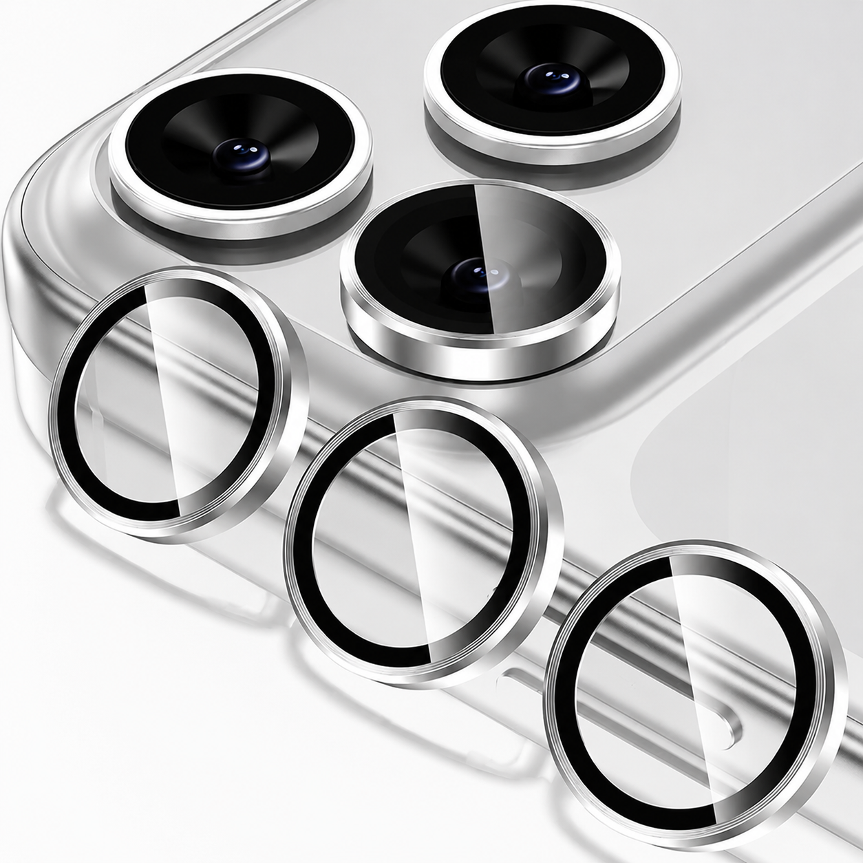 Premium iPhone Camera Lens Protector Tempered Glass Metal Ring Scratch Resistant Shockproof Anti Dust Precision Fit Protective Cover