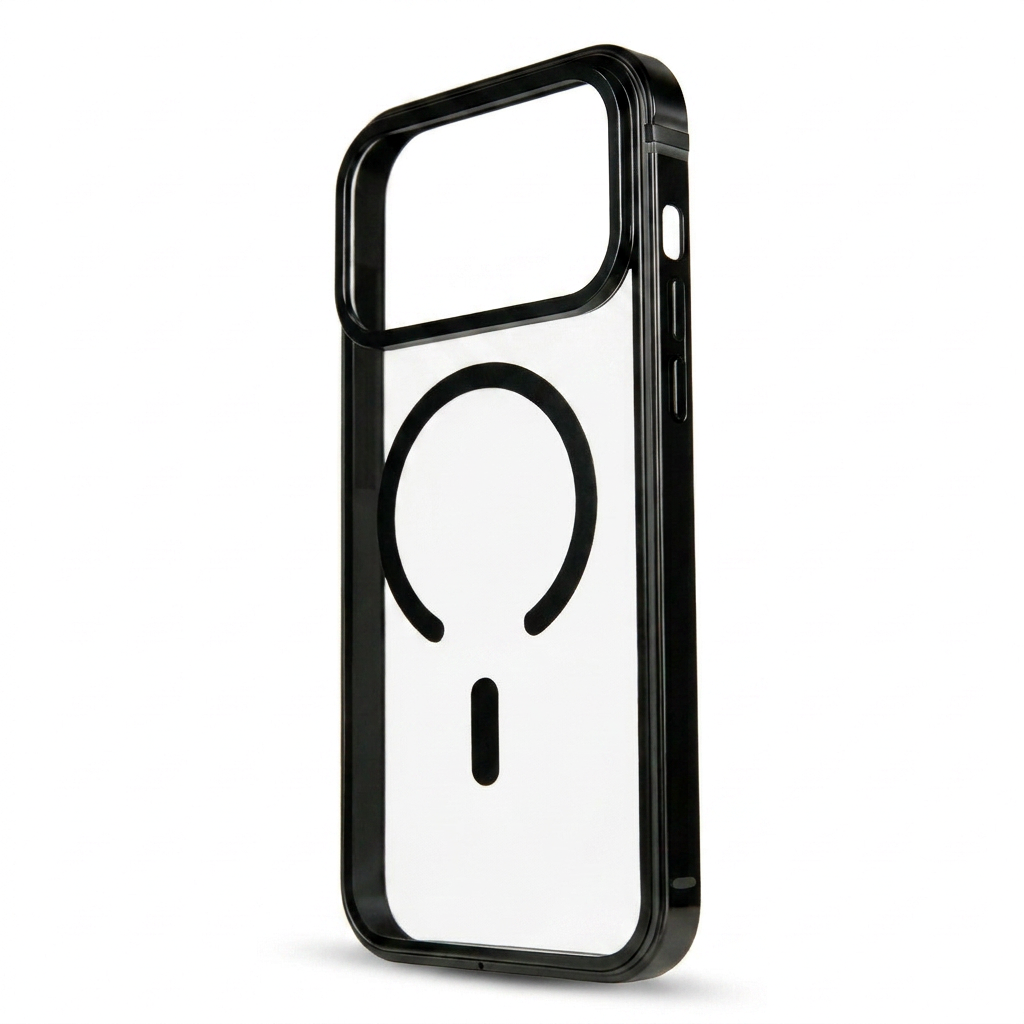 Clear Back Metal Frame Phone Case Compatible with iPhone 17 Pro Max