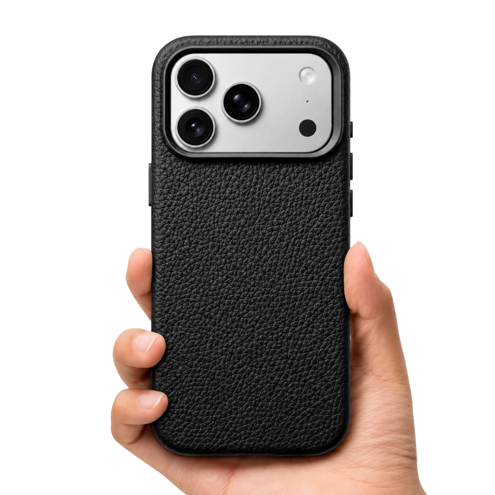 Premium iPhone Case Lychee Texture Leather Cover MagSafe Compatible Shockproof Alloy Lens Protection Case
