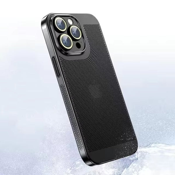 Premium iPhone Case Heat Dissipation Electroplated Hollow PC Cooling Cover Anti Fingerprint Anti Scratch Lightweight Non Slip Half Wrapped Protective Case