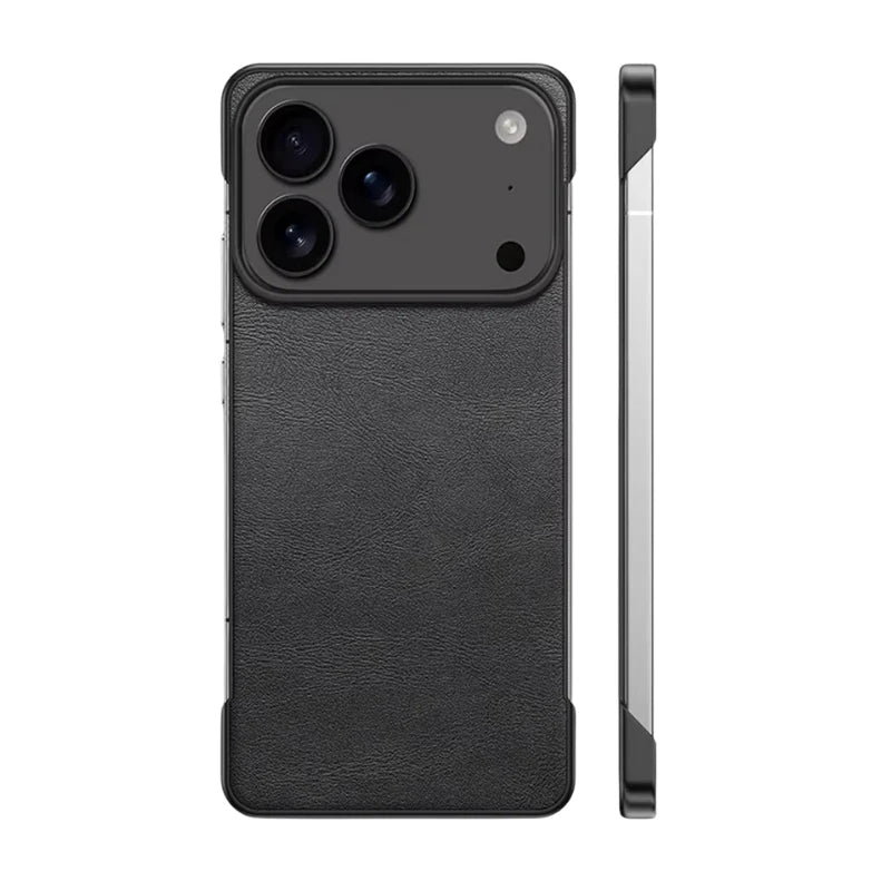 Premium iPhone Case Ultra Thin Frameless Leather PC Cover MagSafe Compatible Shockproof Anti Fall Borderless Protective Case