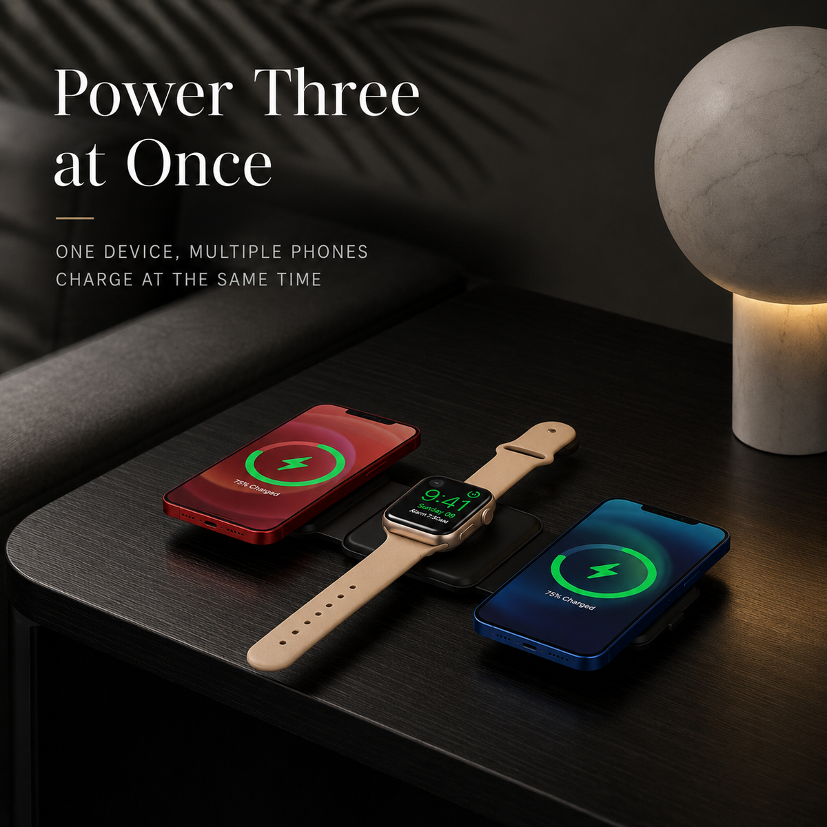 Premium Wireless Charger 3 In 1 Foldable MagSafe Compatible Fast Charging Station Magnetic Portable Charging Dock Smartphone Watch Earbuds