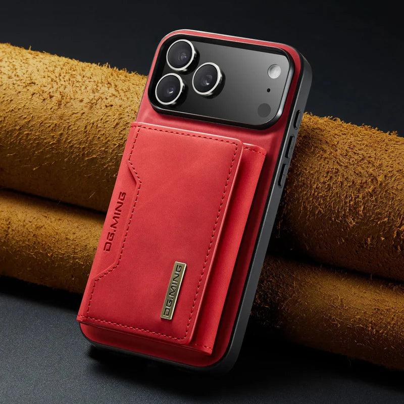 Premium iPhone Case 2 In 1 Detachable Magnetic Leather Wallet Cover Card Slots Kickstand Full Body Protection