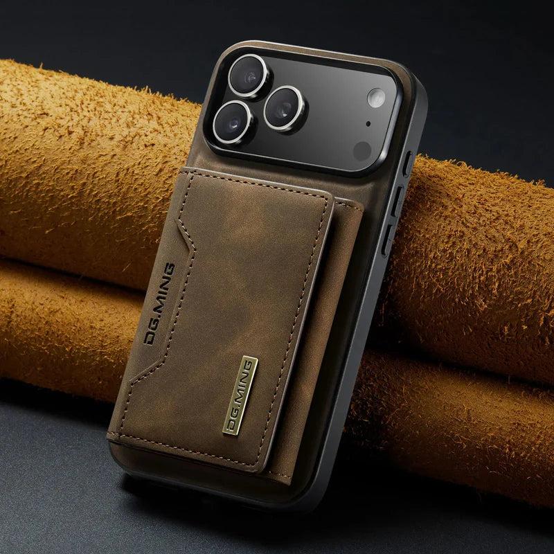 Premium iPhone Case 2 In 1 Detachable Magnetic Leather Wallet Cover Card Slots Kickstand Full Body Protection
