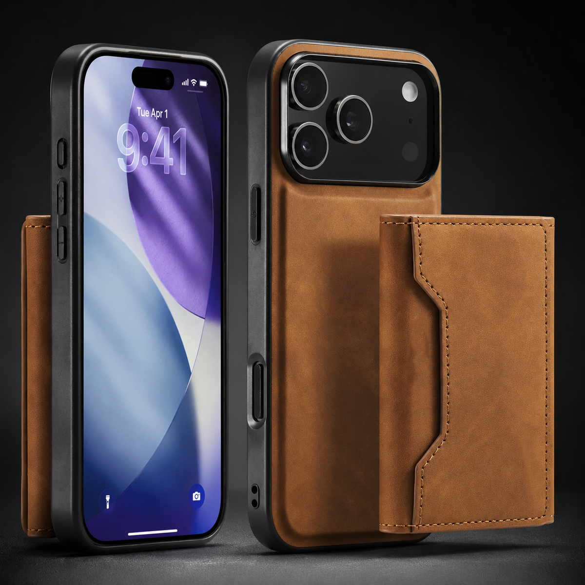 Premium iPhone Case 2 In 1 Detachable Magnetic Leather Wallet Cover Card Slots Kickstand Full Body Protection