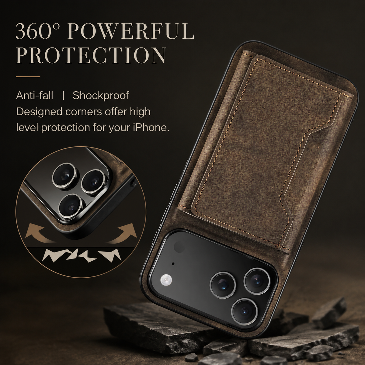 Premium iPhone Case 2 In 1 Detachable Magnetic Leather Wallet Cover Card Slots Kickstand Full Body Protection