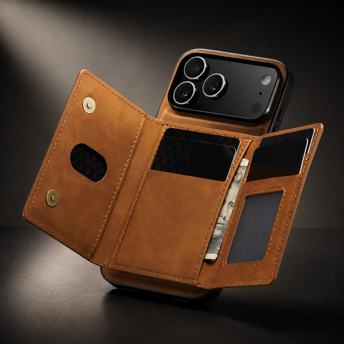 Premium iPhone Case 2 In 1 Detachable Magnetic Leather Wallet Cover Card Slots Kickstand Full Body Protection