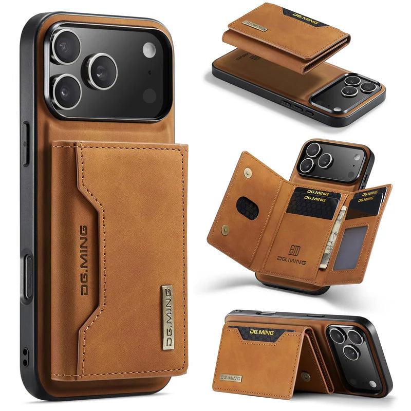 Premium iPhone Case 2 In 1 Detachable Magnetic Leather Wallet Cover Card Slots Kickstand Full Body Protection