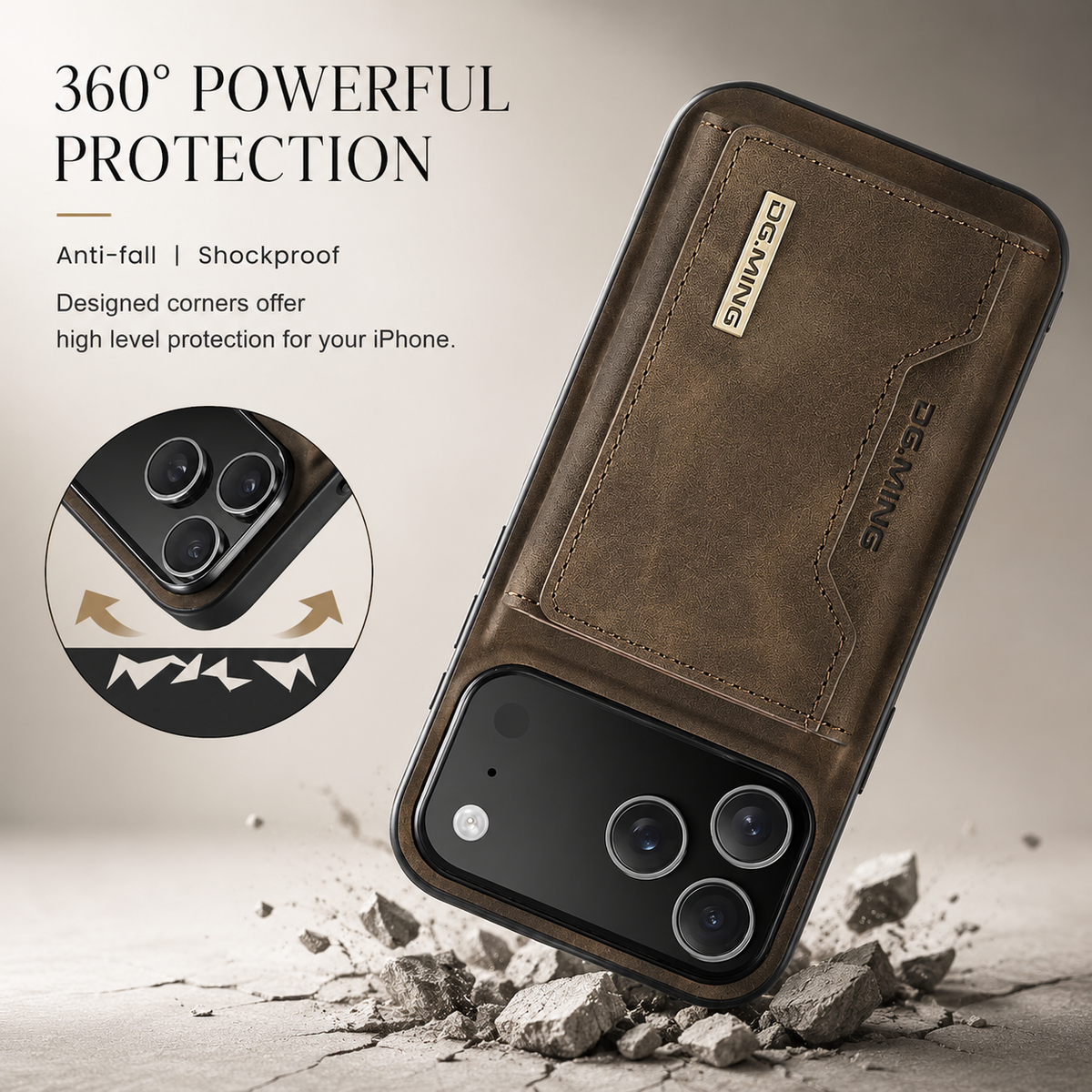 Premium iPhone Case 2 In 1 Detachable Magnetic Leather Wallet Cover Card Slots Kickstand Full Body Protection