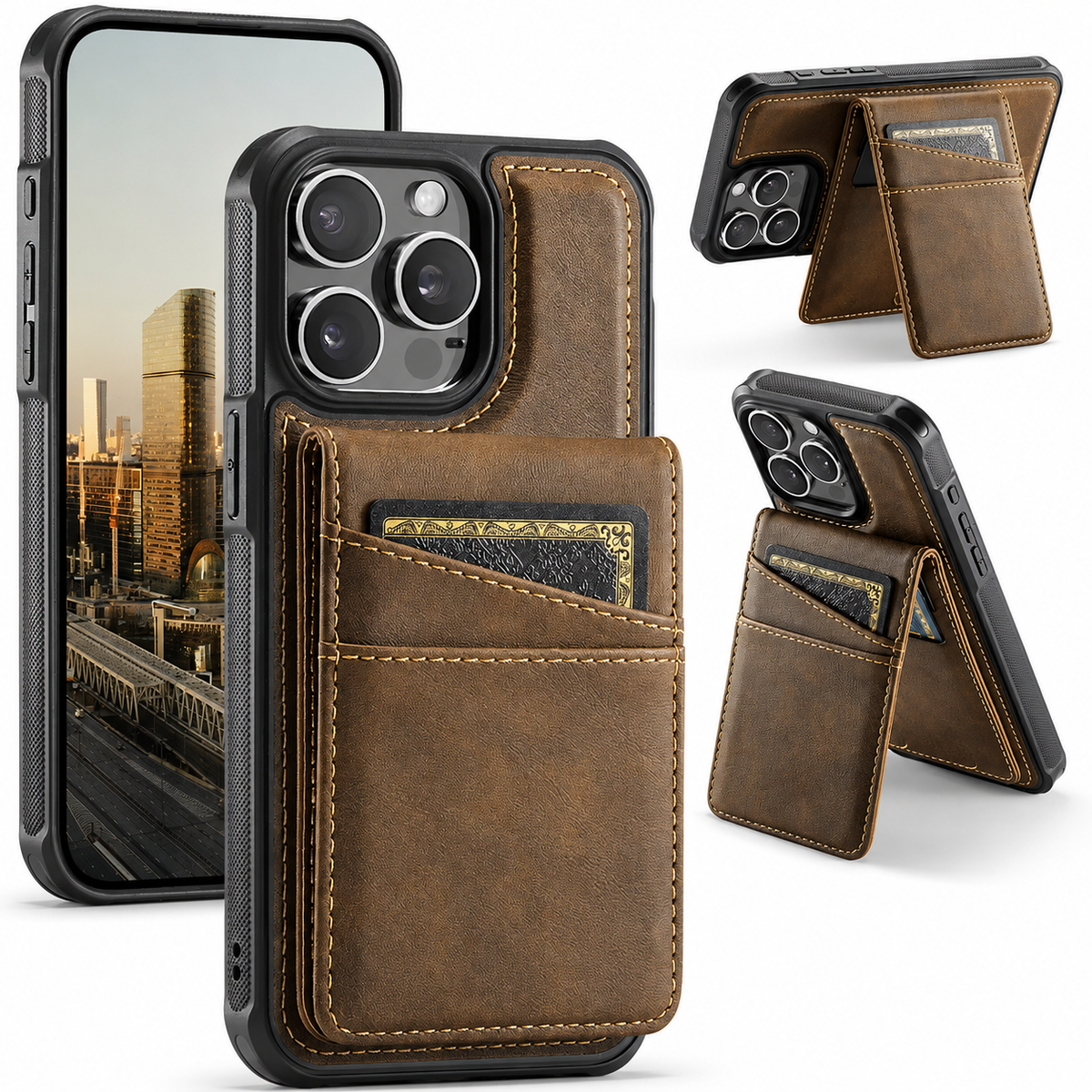 Premium iPhone Case 2-in-1 Magnetic Detachable Wallet Flip Cover Card Holder Full Protection