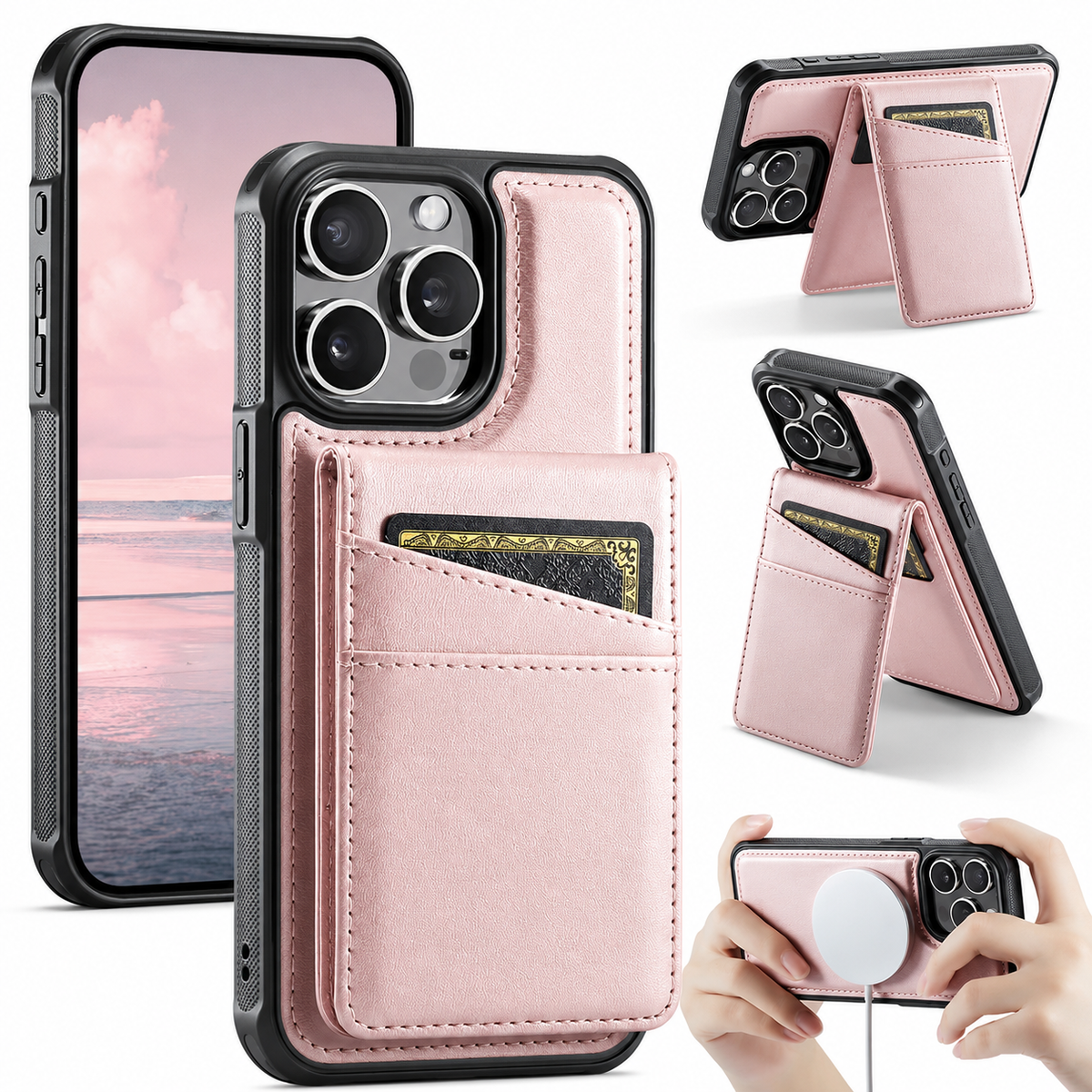 Premium iPhone Case 2-in-1 Magnetic Detachable Wallet Flip Cover Card Holder Full Protection