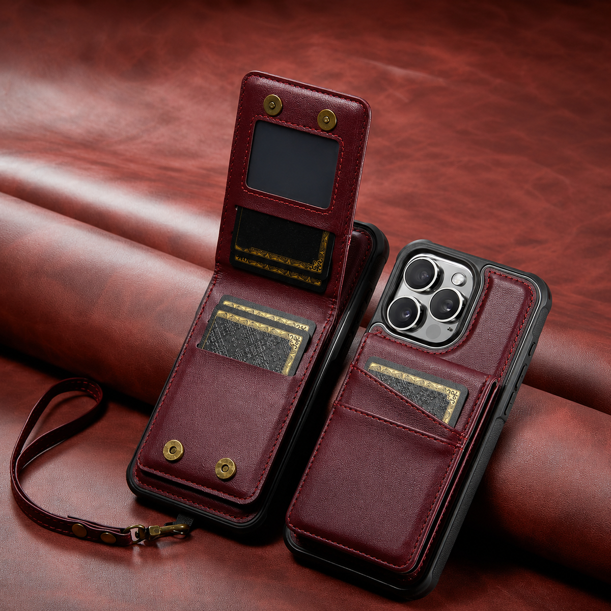 Premium iPhone Case 2-in-1 Magnetic Detachable Wallet Flip Cover Card Holder Full Protection