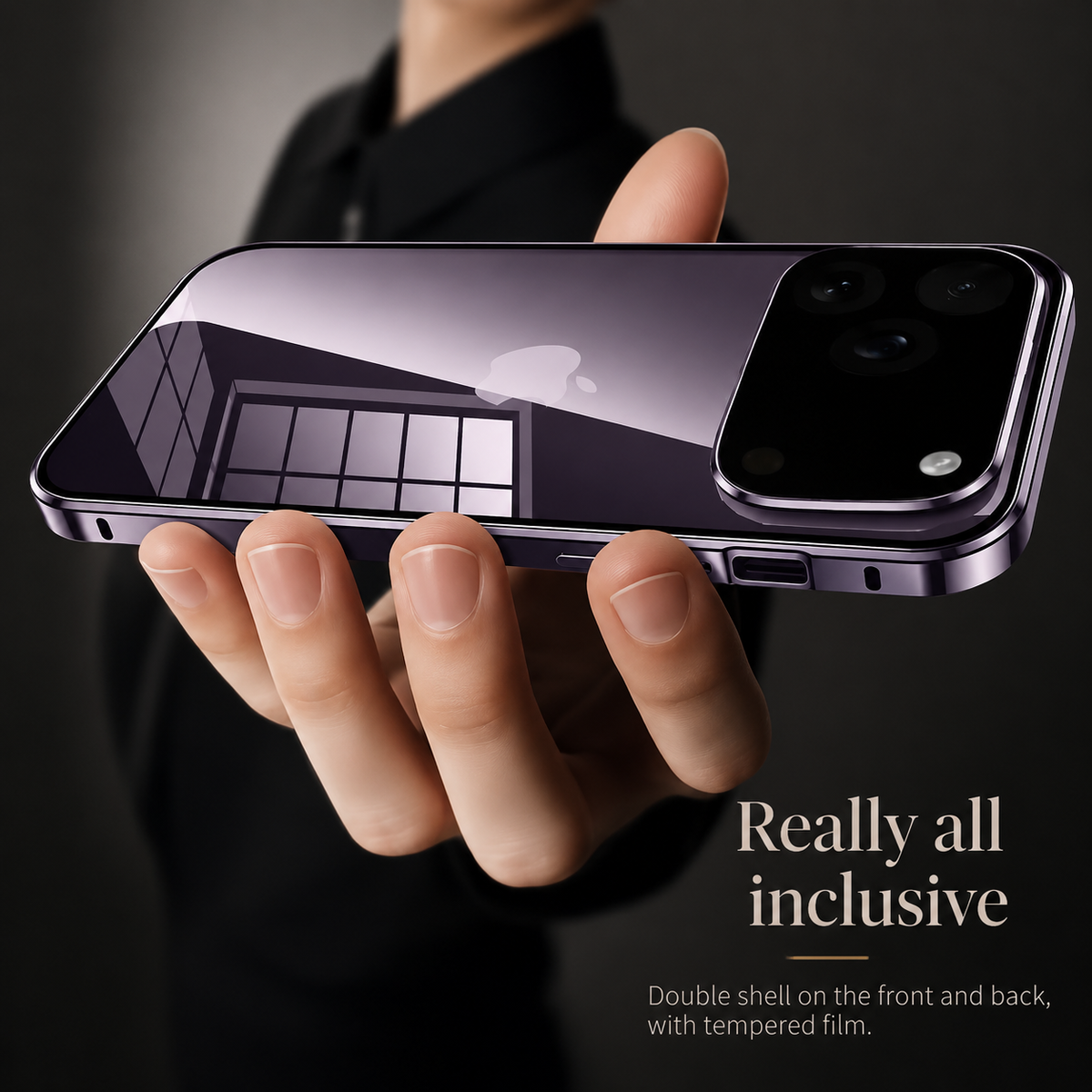 Premium iPhone Case 360 Full Protection Magnetic Glass Cover Aluminum Alloy Frame Shockproof Anti Scratch Bumper Full Coverage