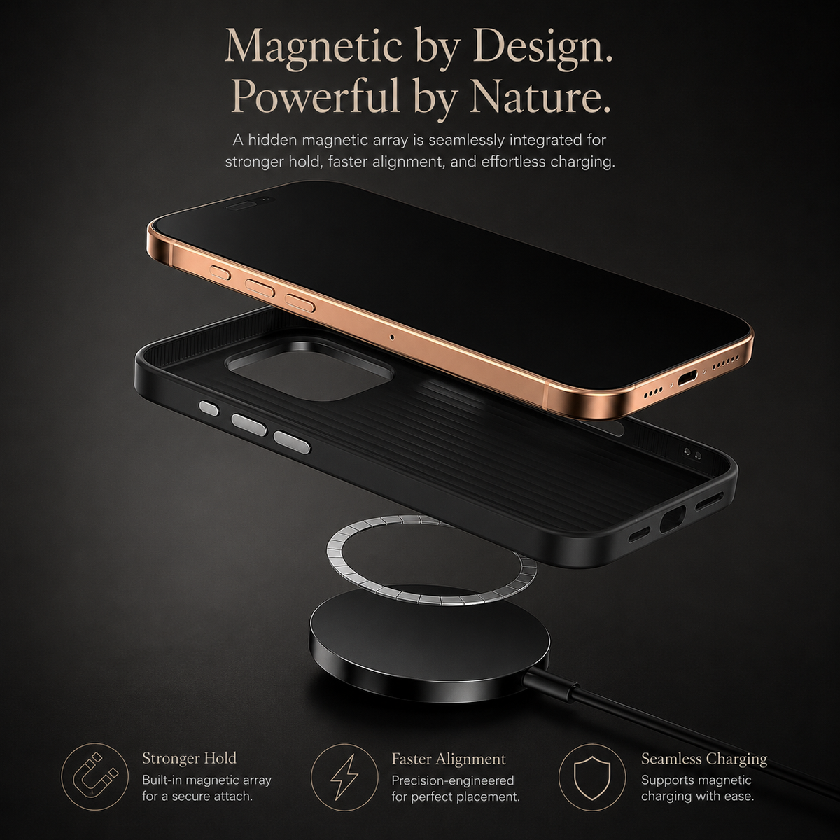 Premium iPhone Case 3D Embossed Magnetic Cover Skin Feel Frosted Back Shockproof Dual Layer Protective Case