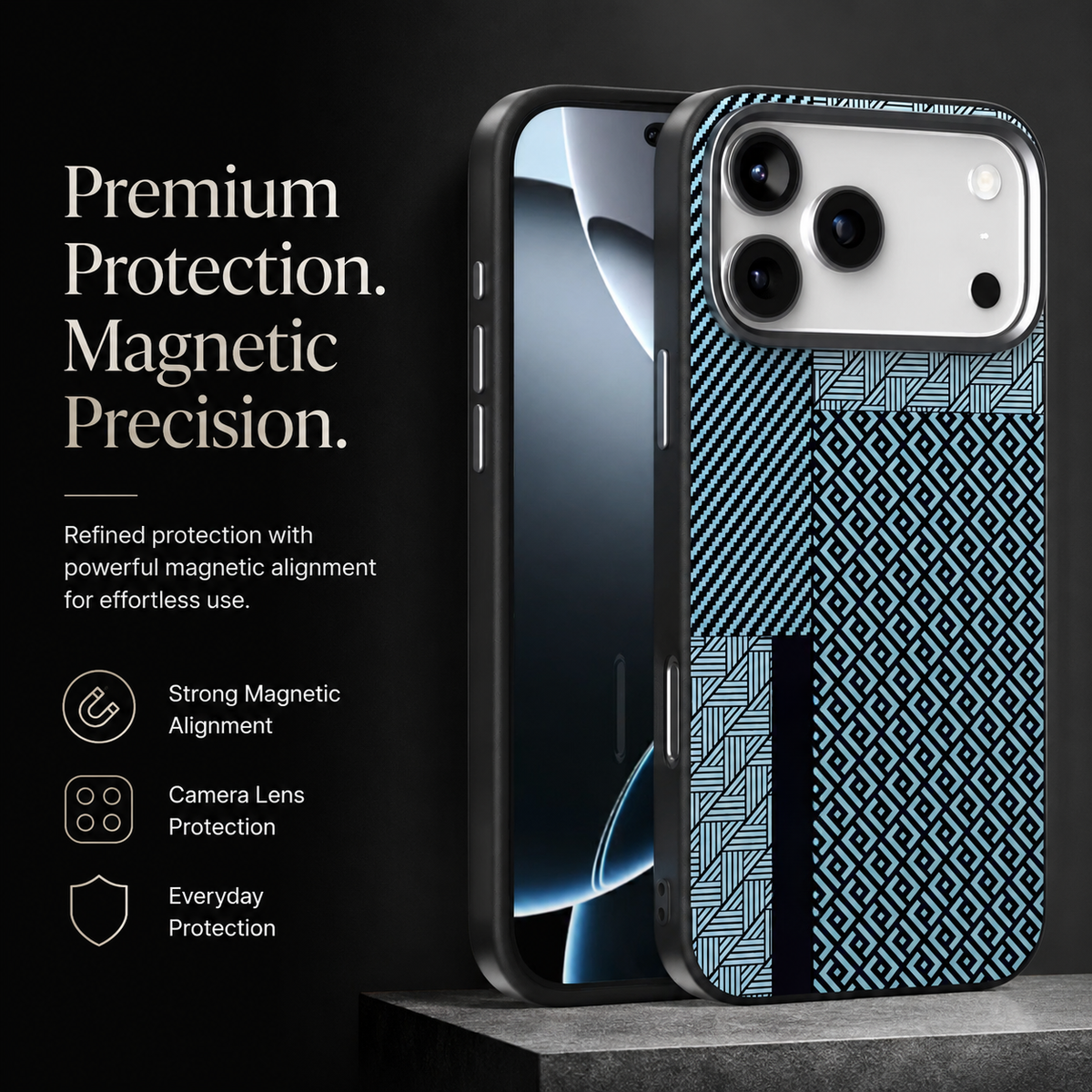 Premium iPhone Case 3D Embossed Magnetic Cover Skin Feel Frosted Back Shockproof Dual Layer Protective Case