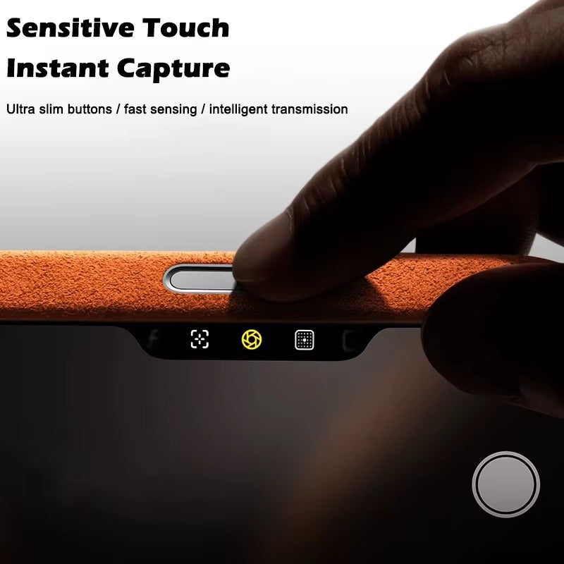 Premium iPhone Case Alcantara Magnetic Cover MagSafe Compatible Smart Button Protective Luxury Full Coverage Case