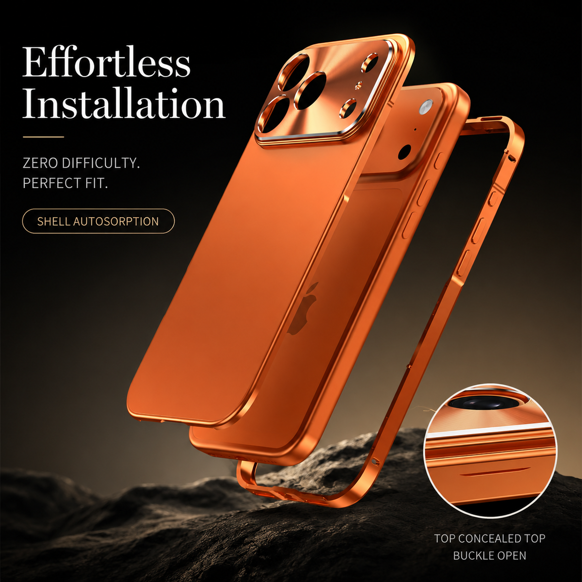 Premium iPhone Case All Aluminum Magnetic Frame with Frosted PC Backplate Ultra Thin Shock Absorbing Protective Design