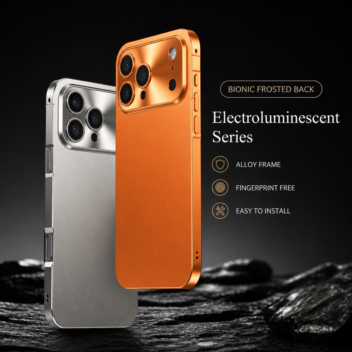 Premium iPhone Case All Aluminum Magnetic Frame with Frosted PC Backplate Ultra Thin Shock Absorbing Protective Design