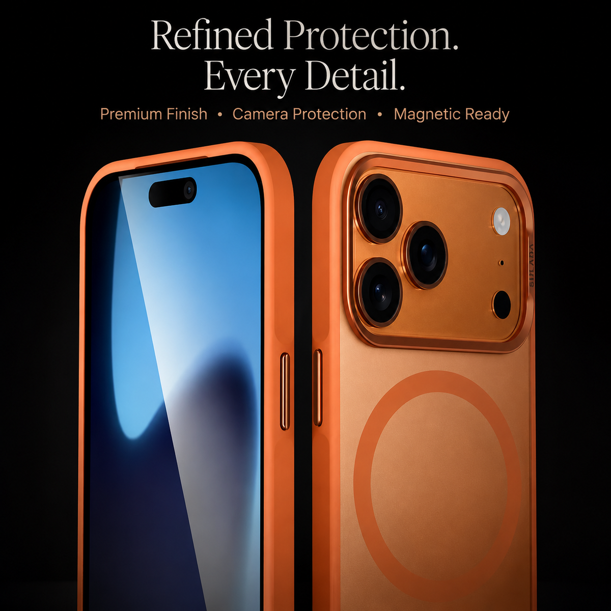 Premium iPhone Case Alloy Lens Frame Matte MagSafe Cover with Translucent Hybrid Design Shockproof PC TPU Half Wrapped Protection