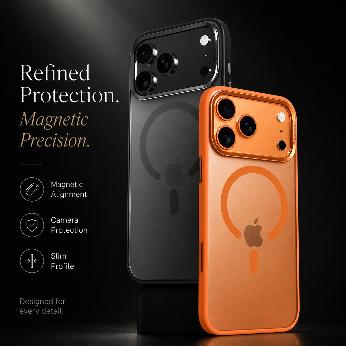 Premium iPhone Case Alloy Lens Frame Matte MagSafe Cover with Translucent Hybrid Design Shockproof PC TPU Half Wrapped Protection