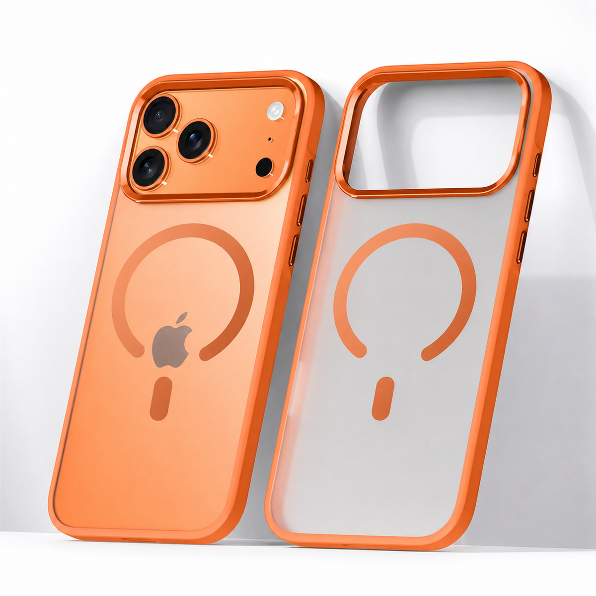 Premium iPhone Case Alloy Lens Frame Matte MagSafe Cover with Translucent Hybrid Design Shockproof PC TPU Half Wrapped Protection