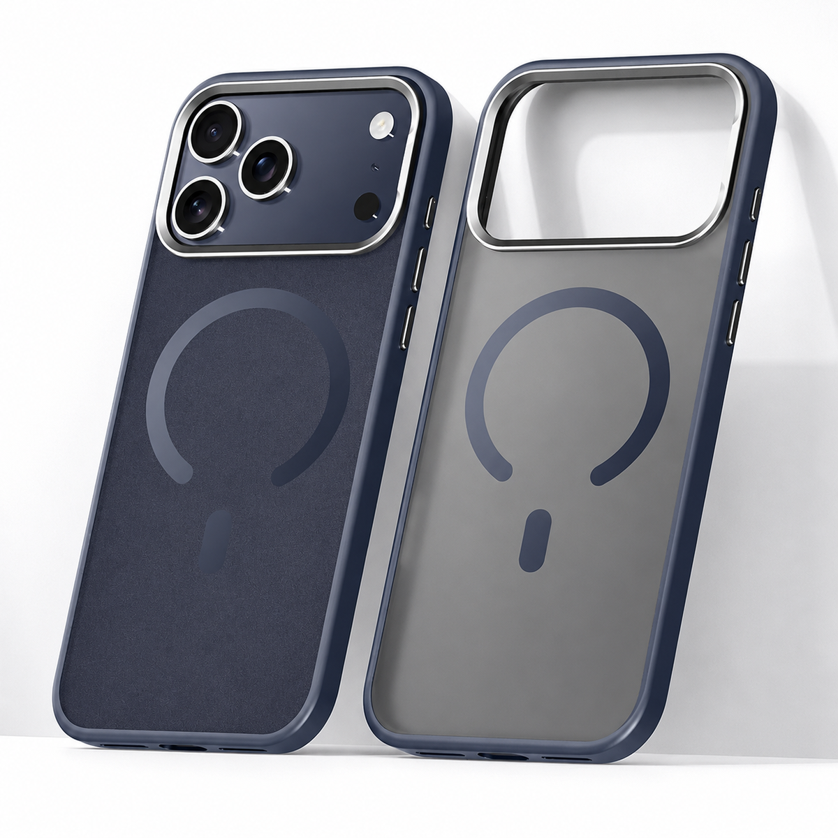 Premium iPhone Case Alloy Lens Frame Matte MagSafe Cover with Translucent Hybrid Design Shockproof PC TPU Half Wrapped Protection