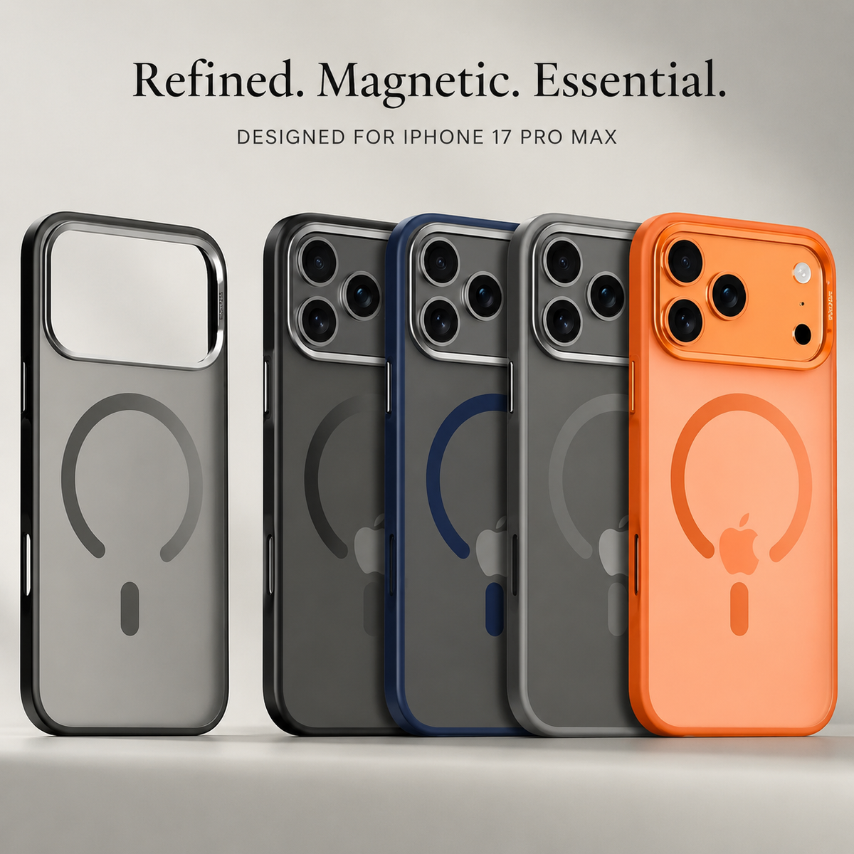Premium iPhone Case Alloy Lens Frame Matte MagSafe Cover with Translucent Hybrid Design Shockproof PC TPU Half Wrapped Protection