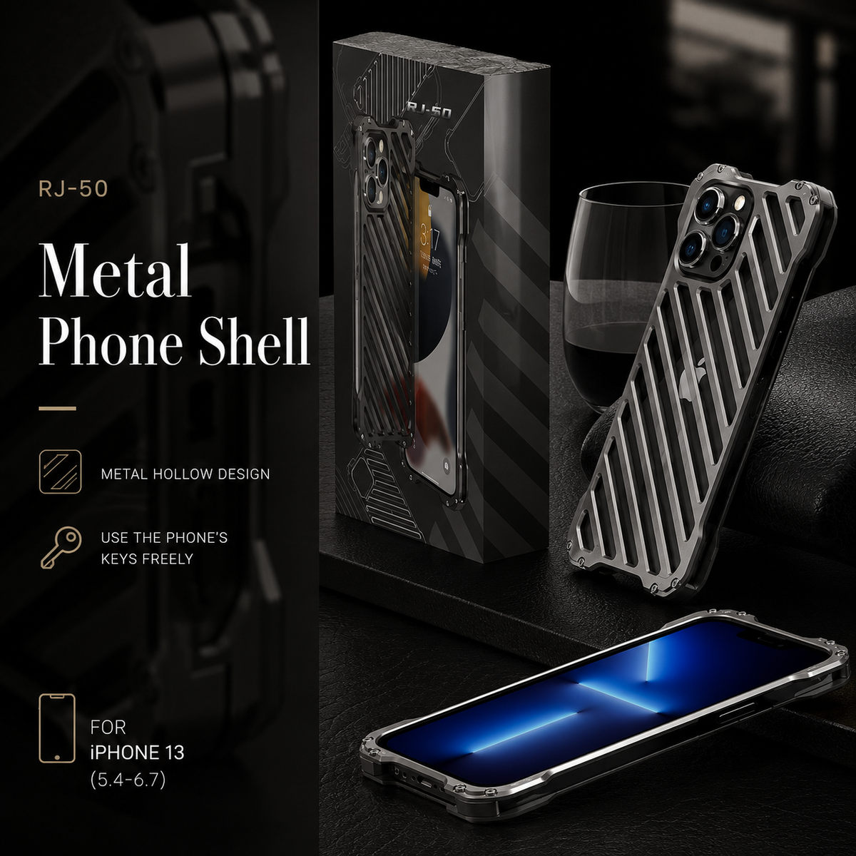 Premium iPhone Case Aluminum Alloy Armor Cover CNC Metal Shockproof Dual Layer Anti Fingerprint Protective Case