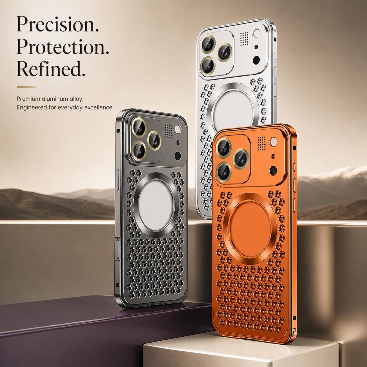 Premium iPhone Case Aluminum Alloy Frame Cover Magnetic Heat Dissipation Shockproof Anti Fall Camera Lens Protection